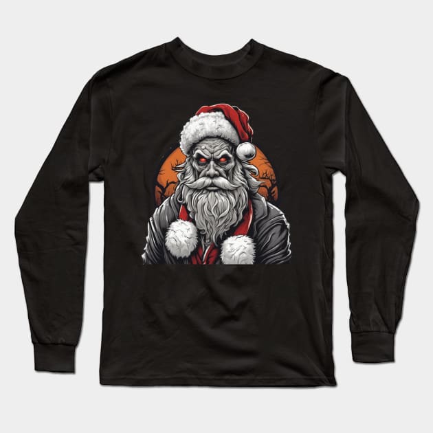 Zombie santa evil red eye design Long Sleeve T-Shirt by Edgi